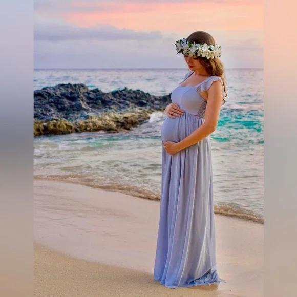 Show Me Your Mumu June Maxi Dress in Steel Blue